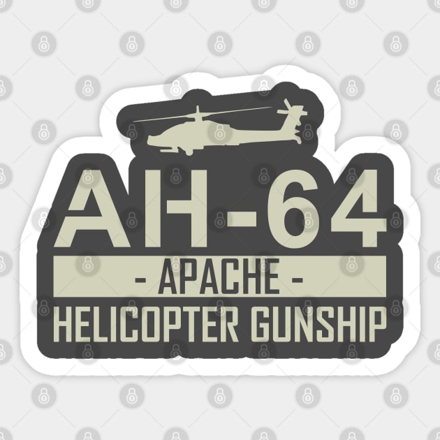 AH-64 Apache Helicopter Gunship Sticker by TCP